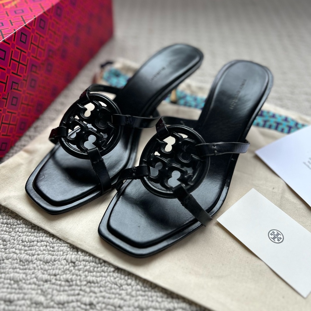 Tory Burch Geo Bombe 55mm Miller kitten heel sandals heels